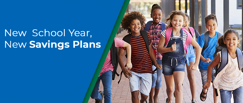 New School year, New Savings Plans - Image of students with backpacks